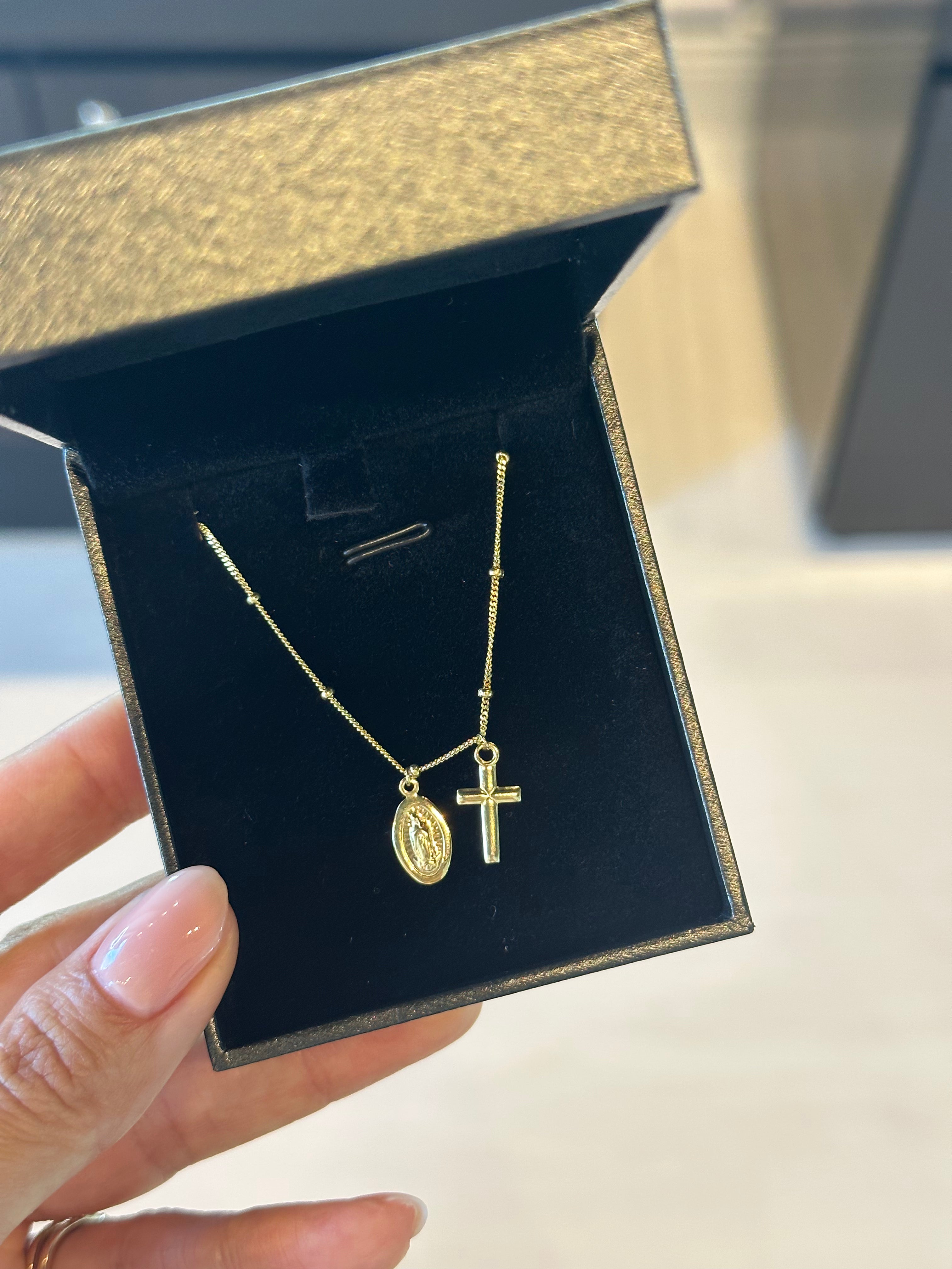 Virgin Mary + Cross Choker