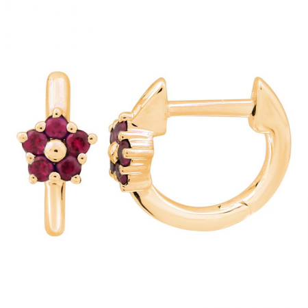 Mini Gemstone Flower Huggie