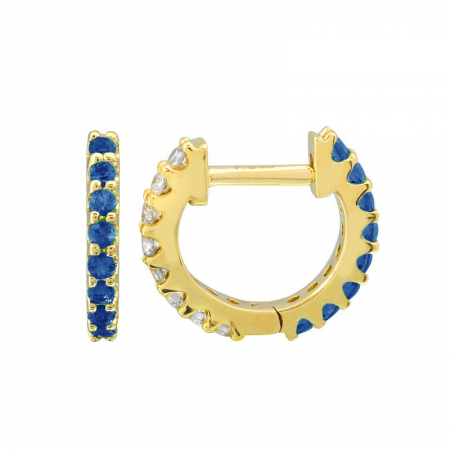 Small Half Gem Half Diamond Huggies