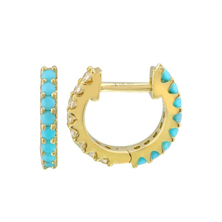 Small Half Gem Half Diamond Huggies