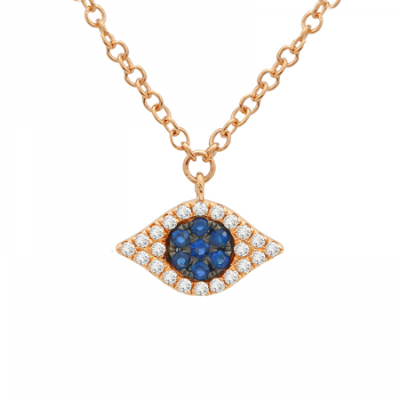 Diamond + Sapphire Evil Eye Necklace