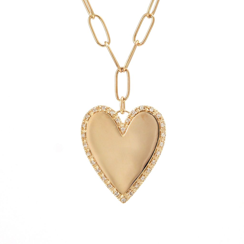 Elongated Link + Outline Pavé Heart