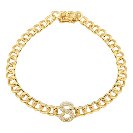 Chunky Curb Initial Bracelet