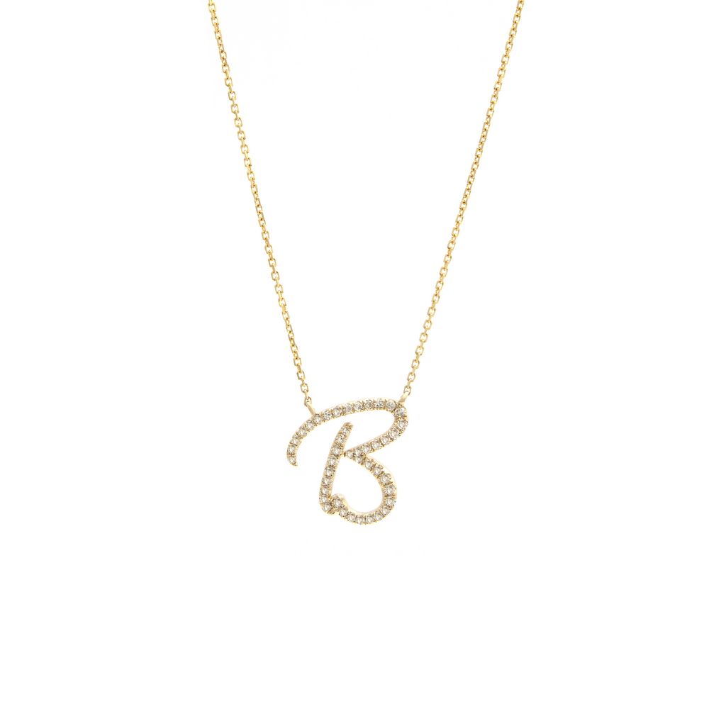 Pavé Script Initial Necklace