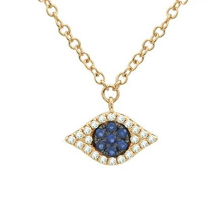 Diamond + Sapphire Evil Eye Necklace
