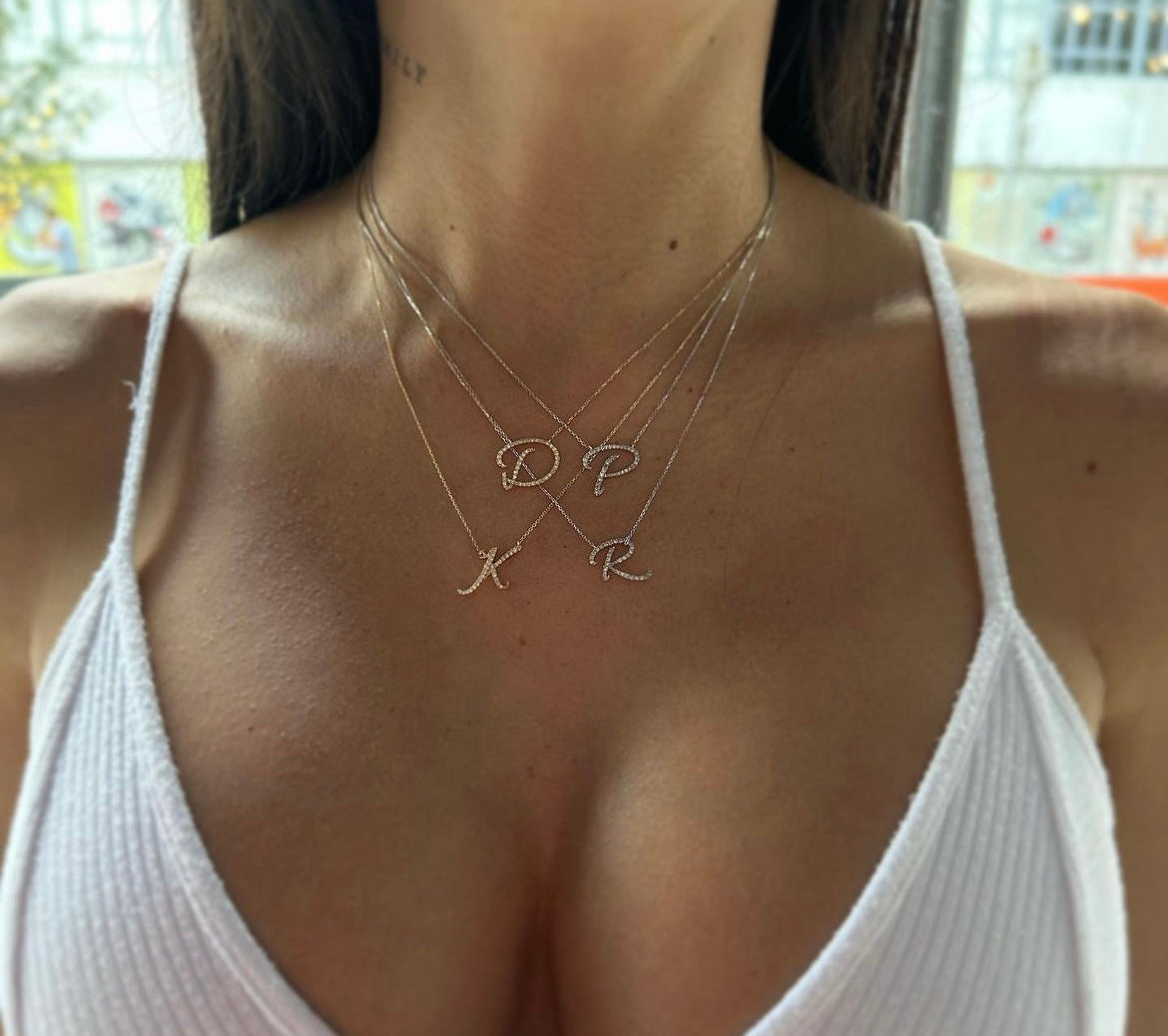 Pavé Script Initial Necklace