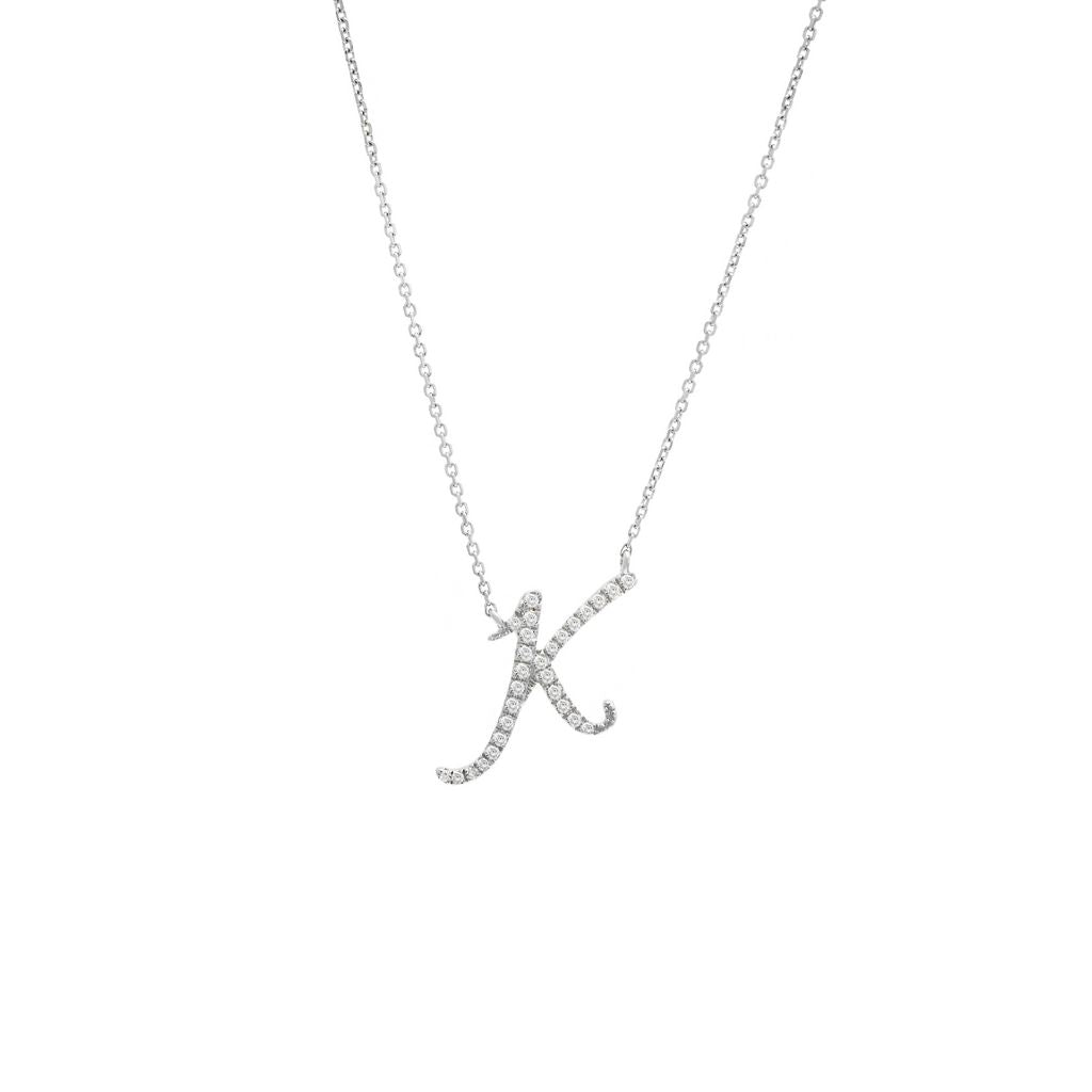 Pavé Script Initial Necklace