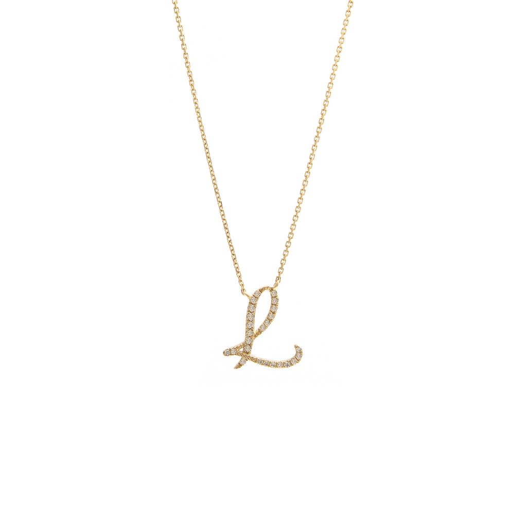 Pavé Script Initial Necklace