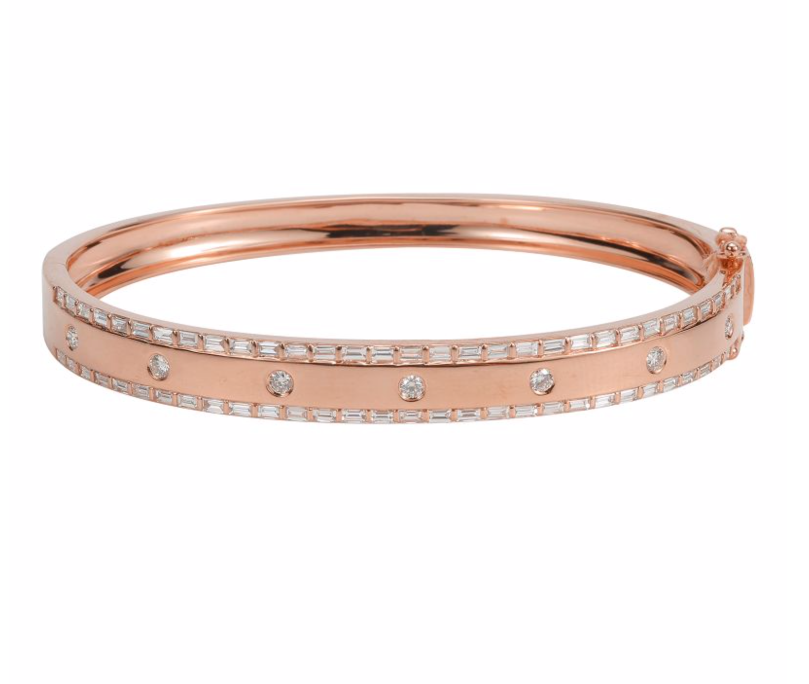 Baguette Bordered + Diamond Stations Bangle