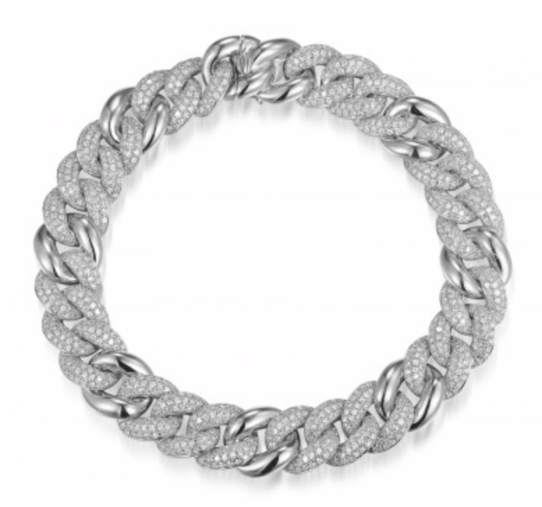 Pavé + High Polished Link Bracelet