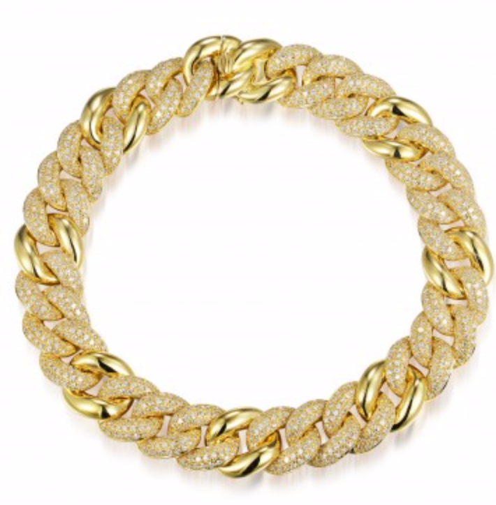 Pavé + High Polished Link Bracelet