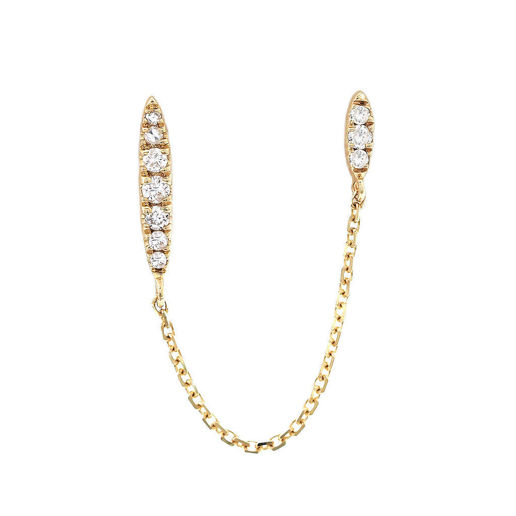 Uneven Pavé Bar Chained Stud