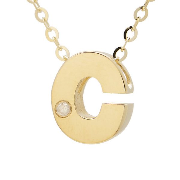 Diamond Accented Chunky Initial Necklace