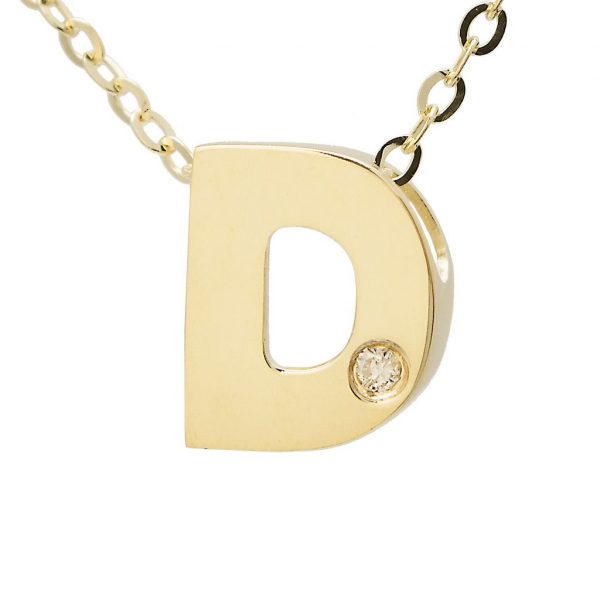 Diamond Accented Chunky Initial Necklace