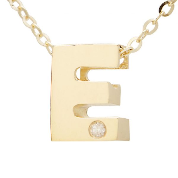 Diamond Accented Chunky Initial Necklace