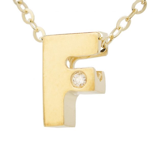 Diamond Accented Chunky Initial Necklace