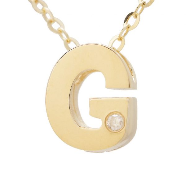 Diamond Accented Chunky Initial Necklace