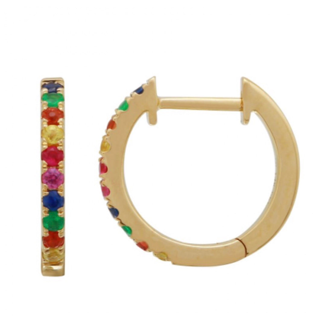 Multi Gem Mini Huggie Hoop