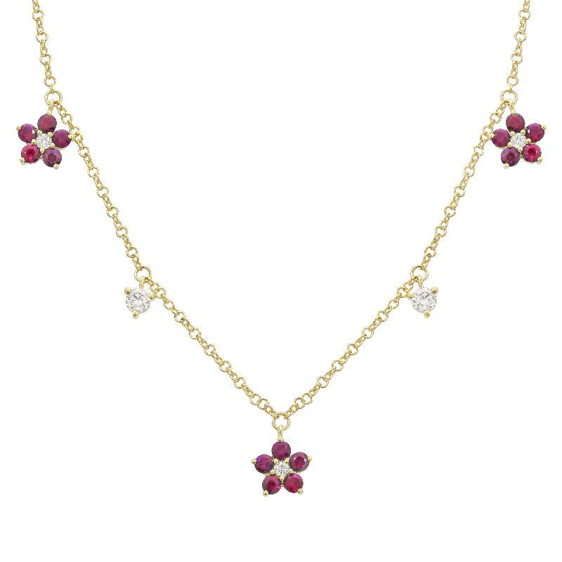Flowers + Diamonds Station Necklace