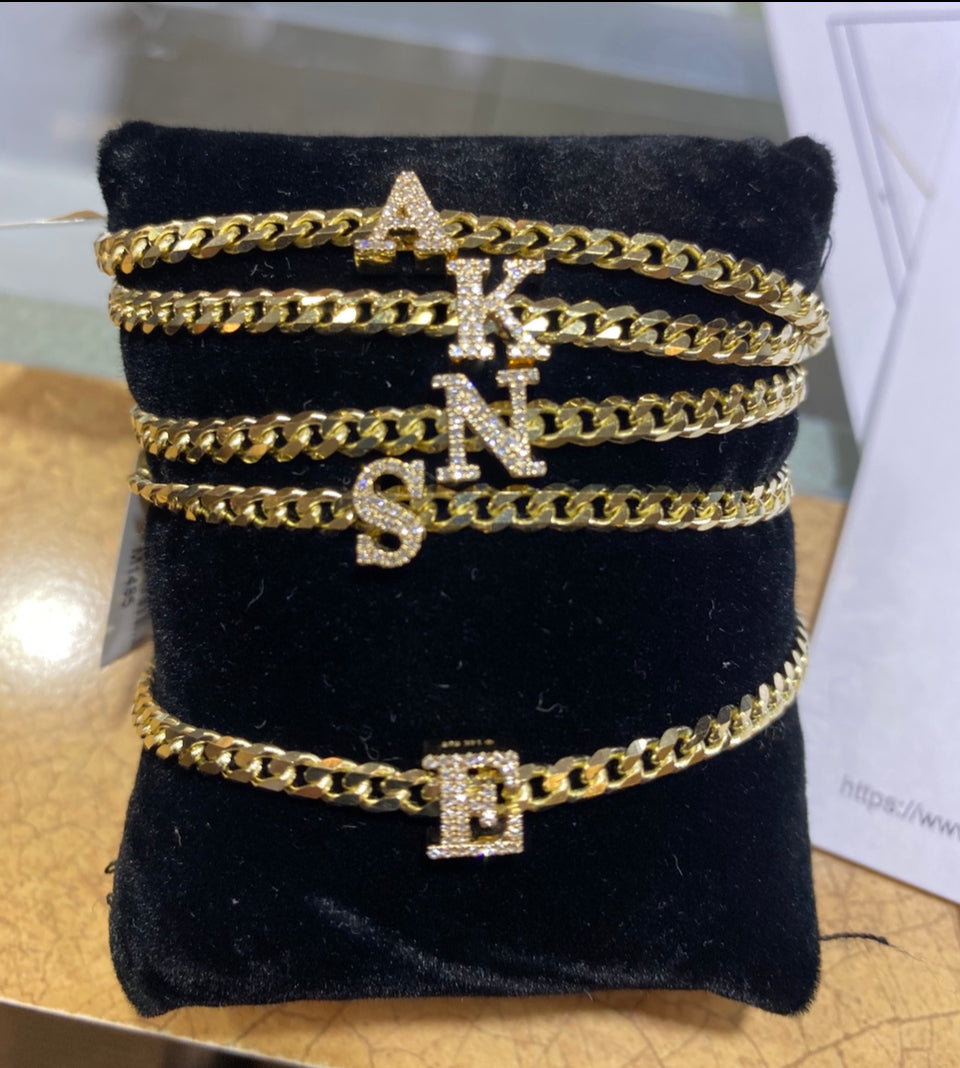 Sliding Initial Link Bracelet
