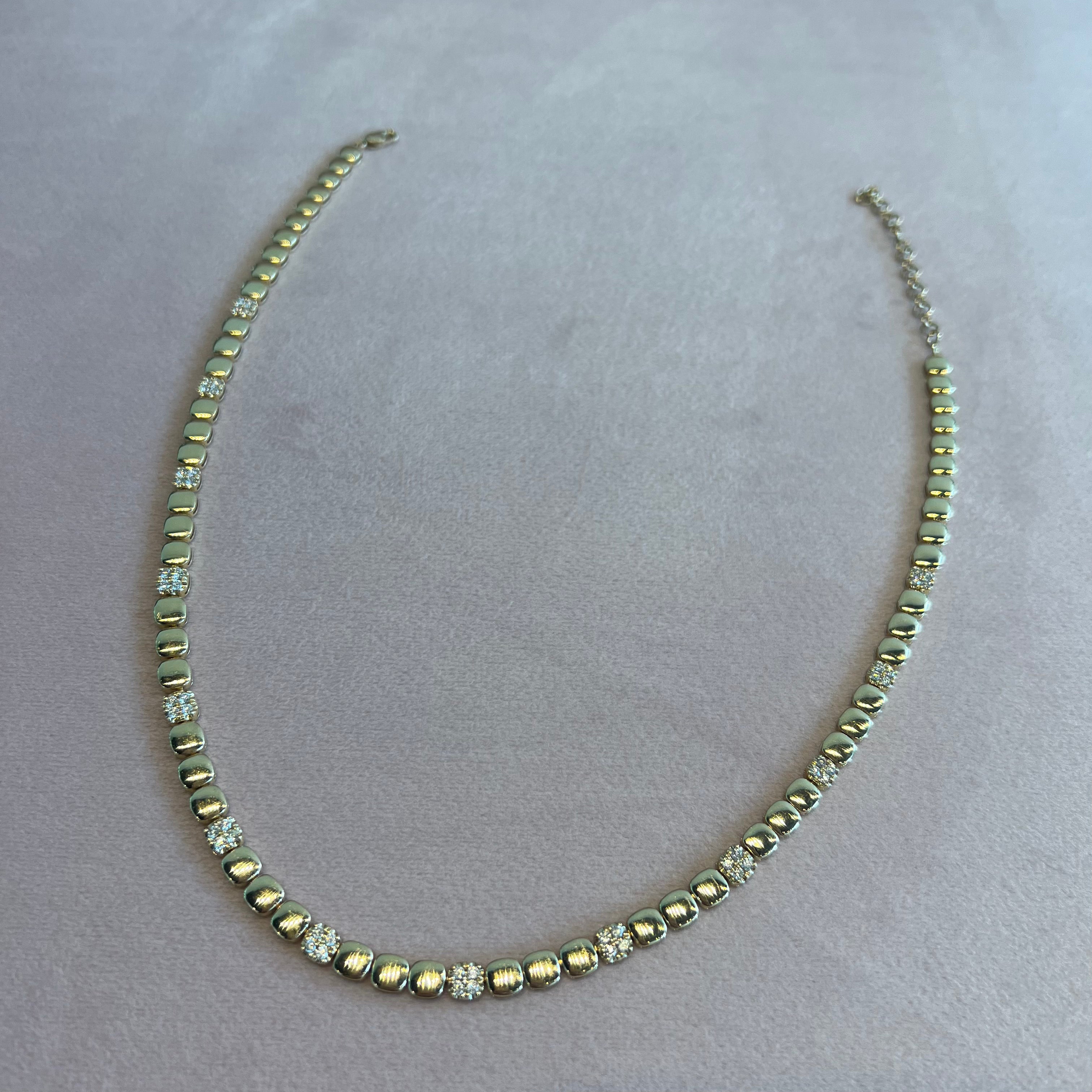 Squares + Pavé Diamond Necklace