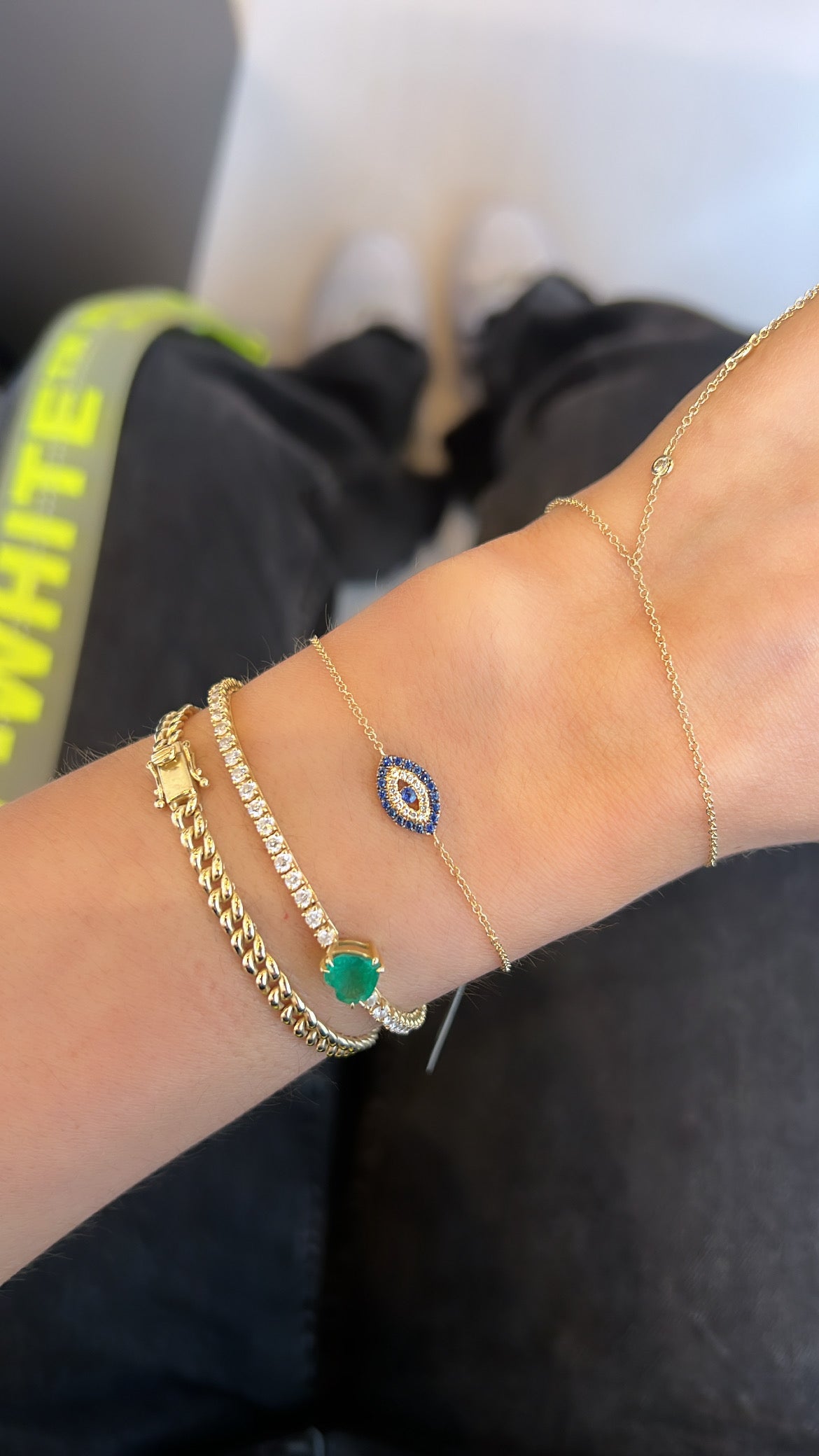 Sapphire Border Evil Eye Bracelet