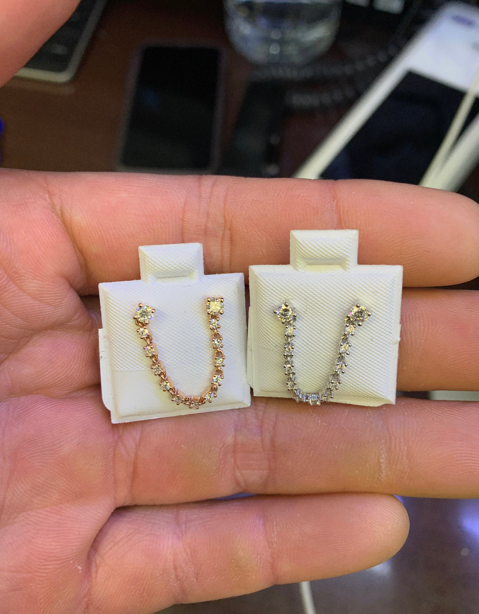 Diamond Chained Diamond Studs