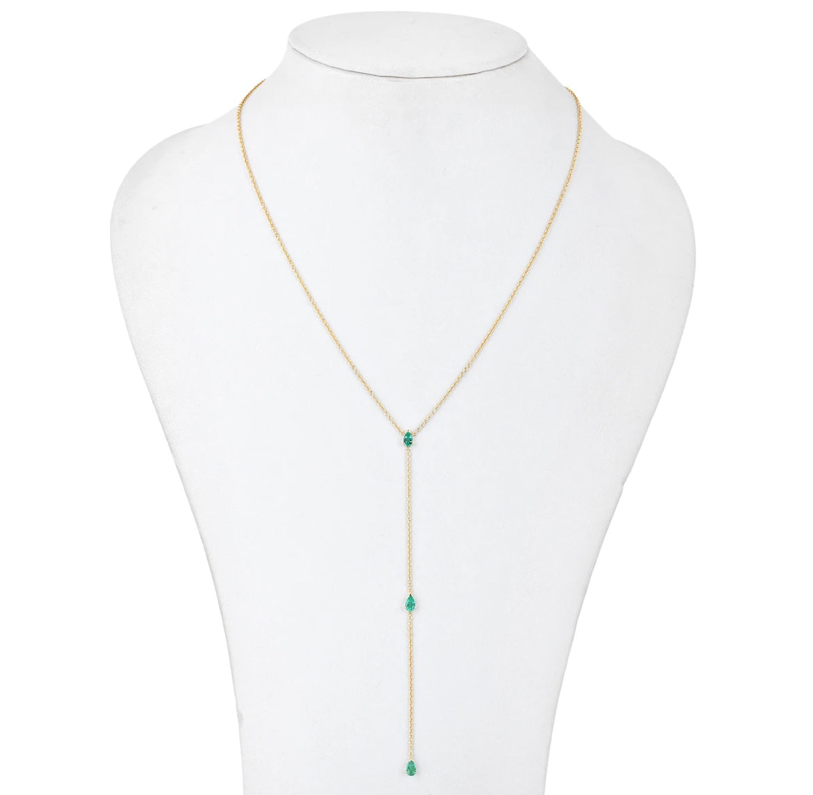 Triple Pear Shape Emerald Lariat