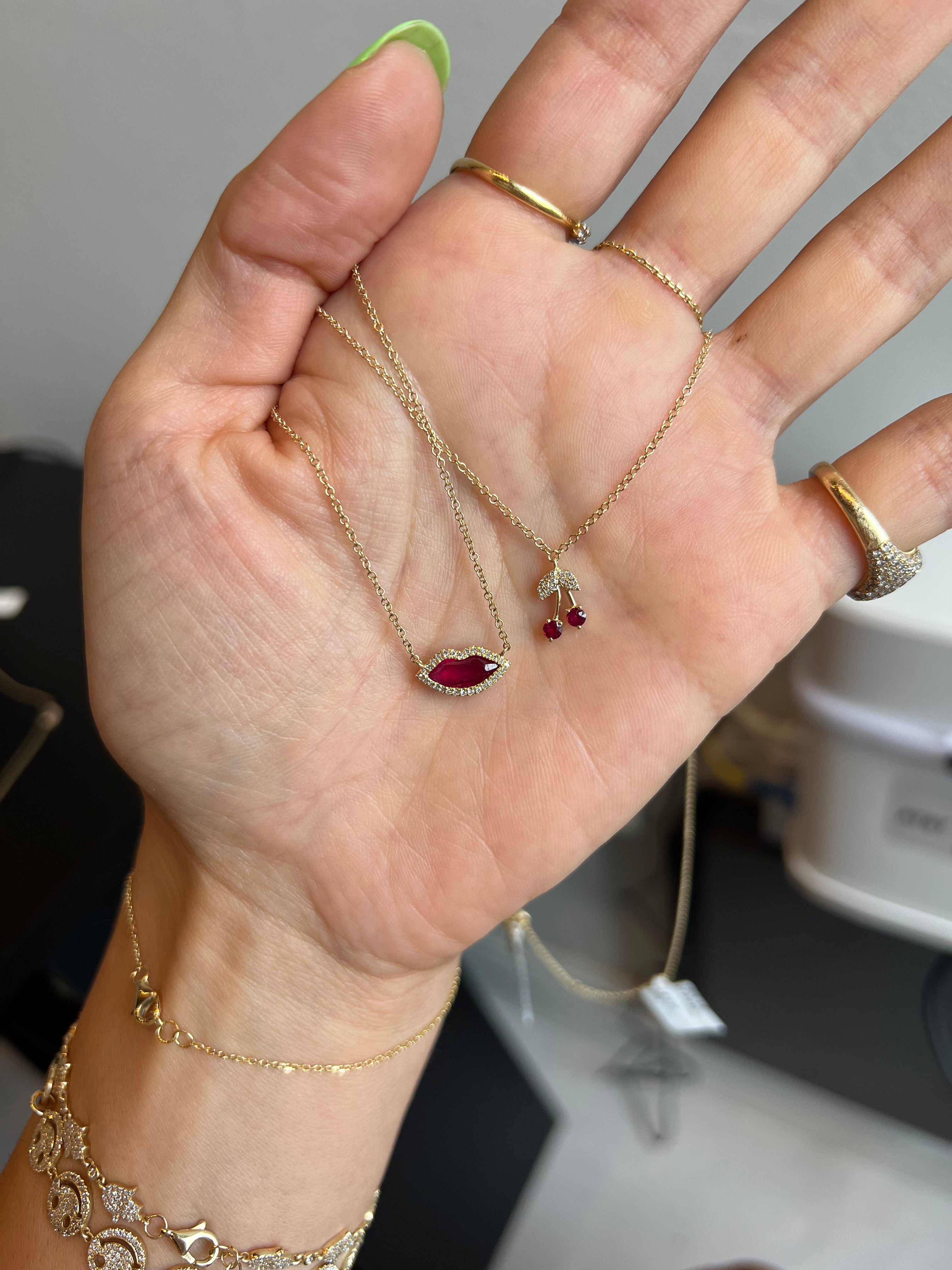 Chunky Ruby Lips Necklace
