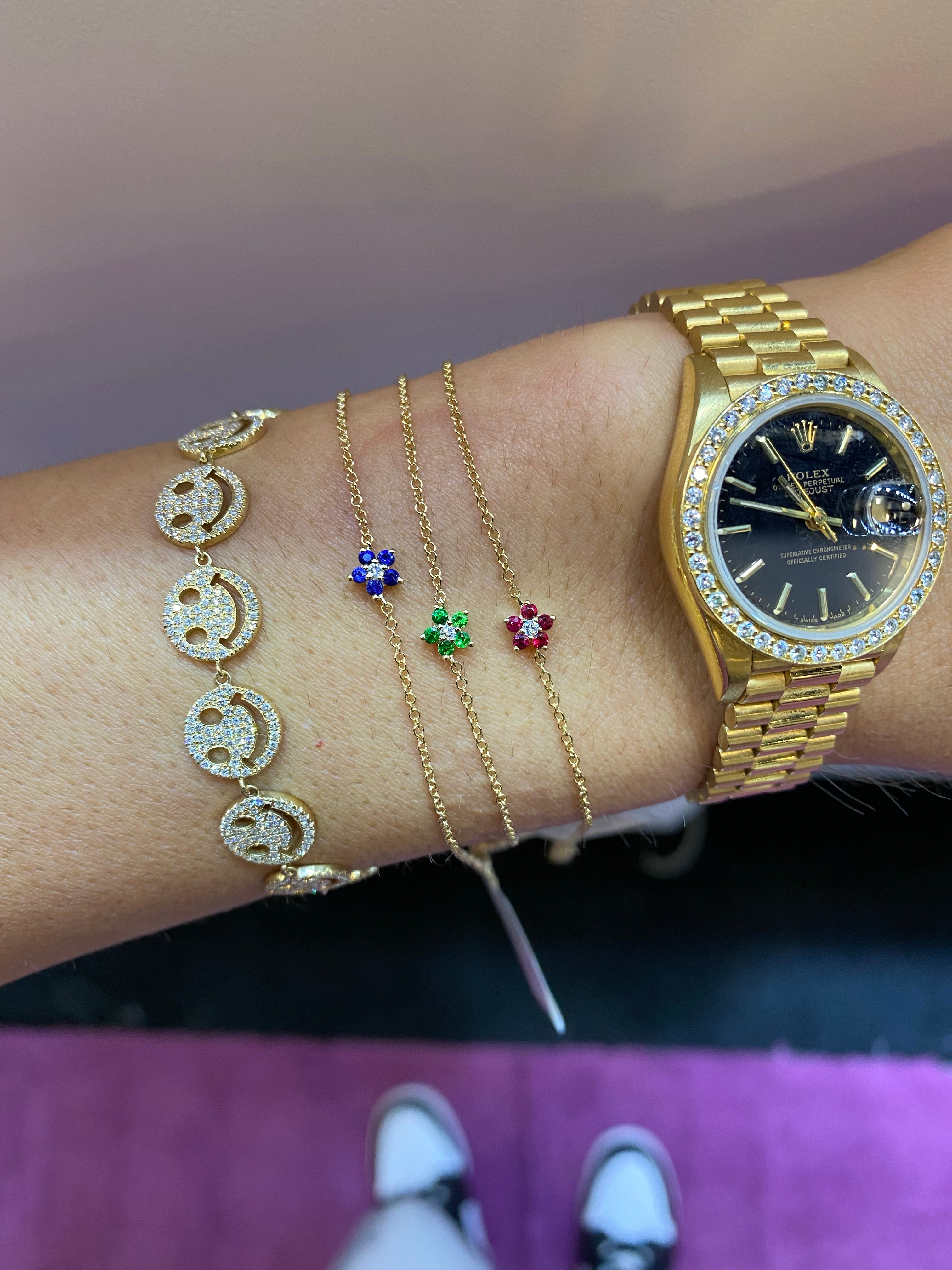 Petite Gemstone Flower Bracelets