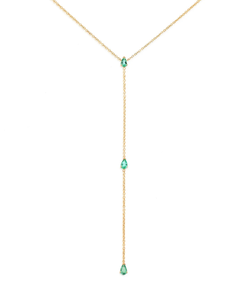 Triple Pear Shape Emerald Lariat