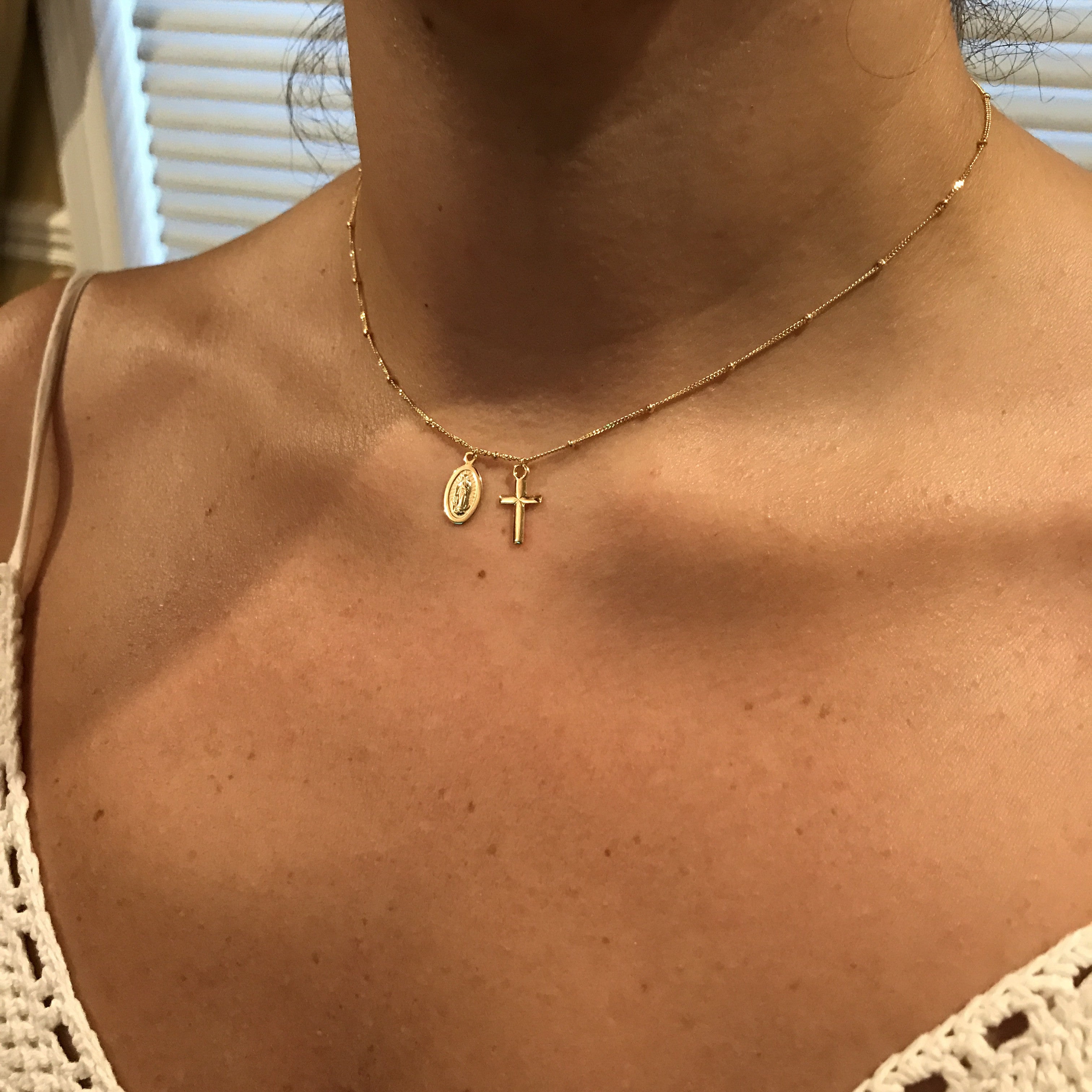 Virgin Mary + Cross Choker