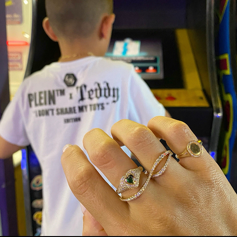 Center Heart + Pavé Heart Shaped Ring