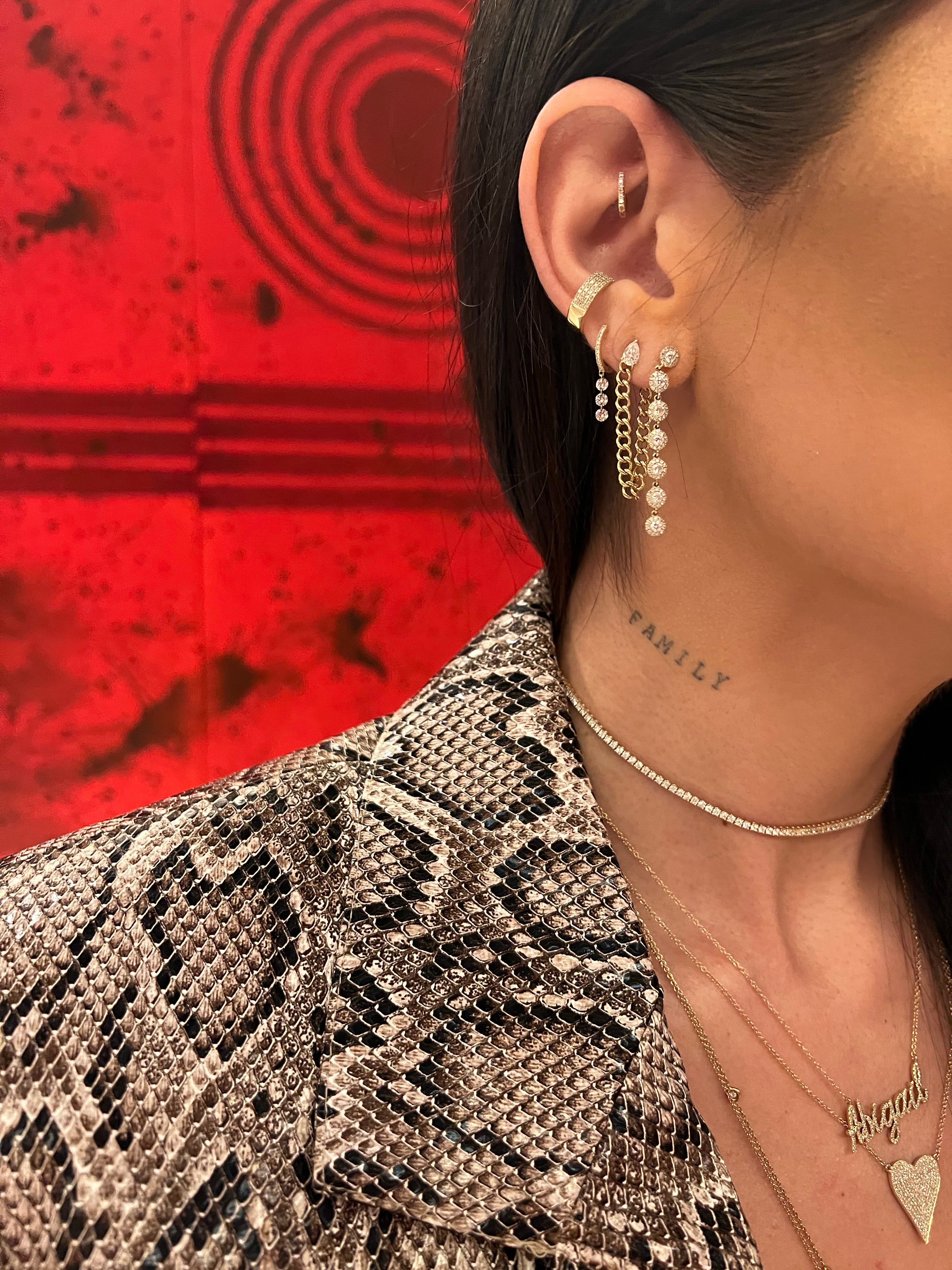 3 Drilled Diamond Drop Huggie