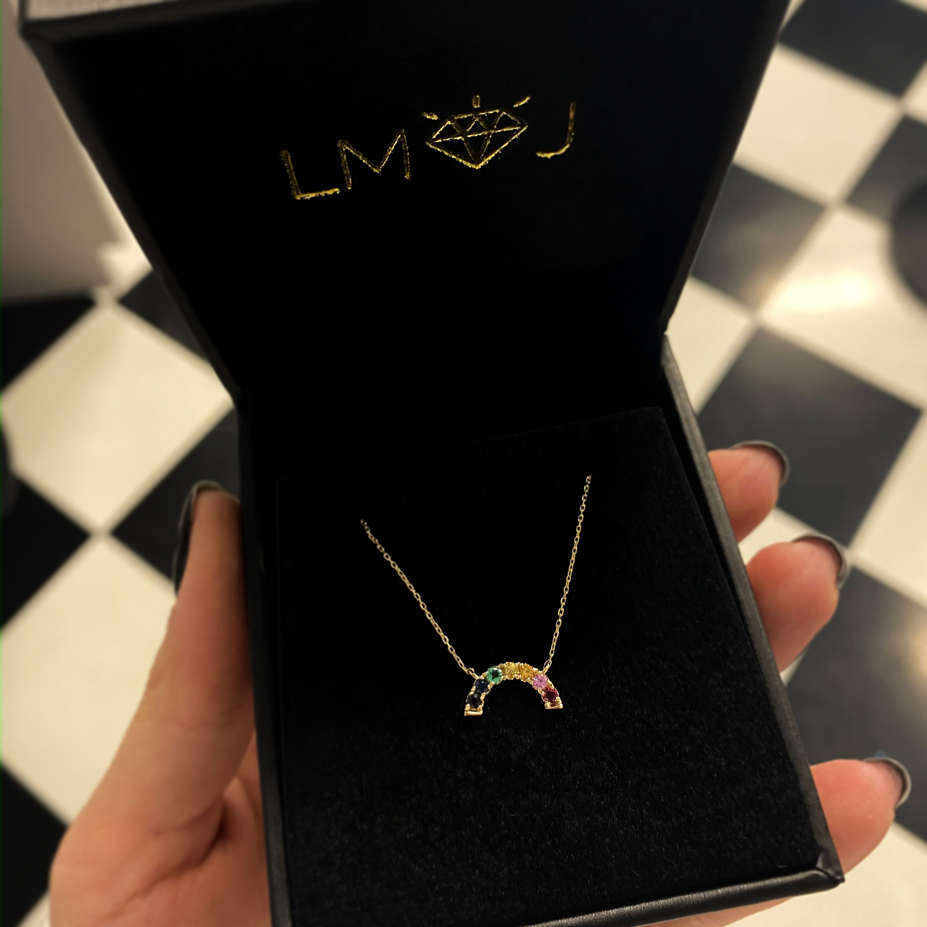 Mini Rainbow Sapphire Necklace
