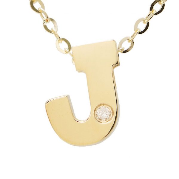 Diamond Accented Chunky Initial Necklace