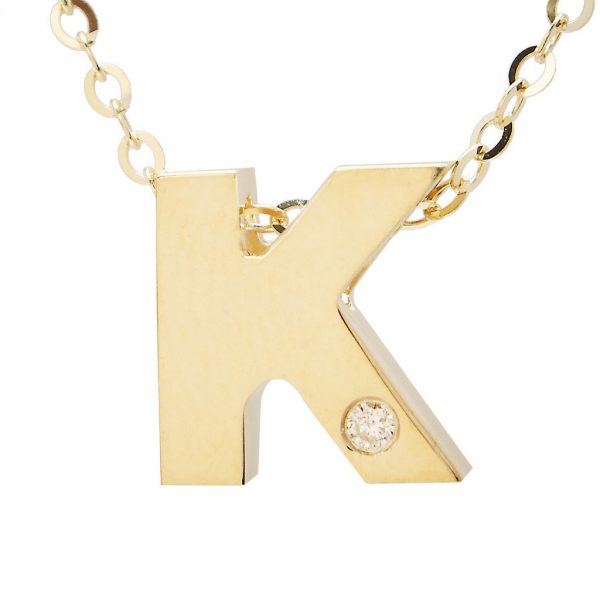 Diamond Accented Chunky Initial Necklace