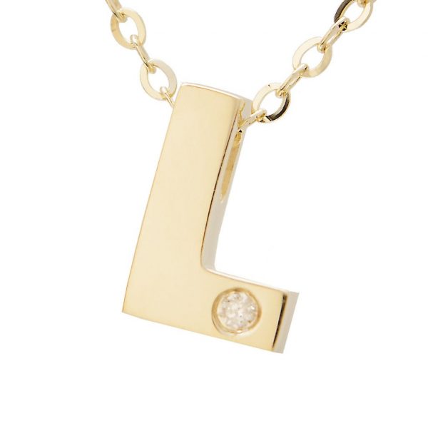 Diamond Accented Chunky Initial Necklace