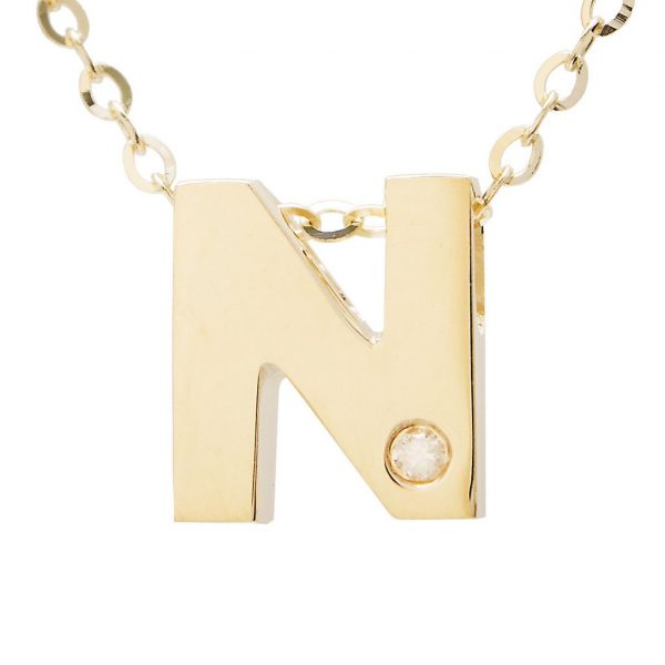 Diamond Accented Chunky Initial Necklace
