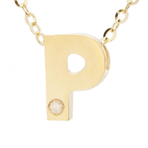 Diamond Accented Chunky Initial Necklace