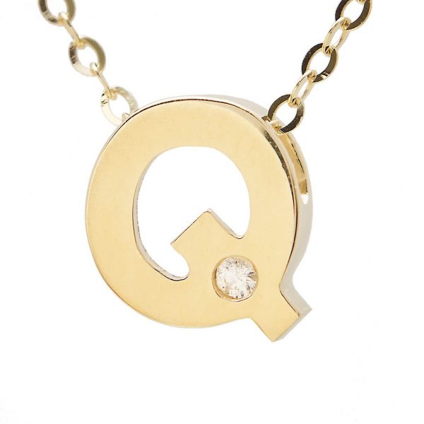 Diamond Accented Chunky Initial Necklace