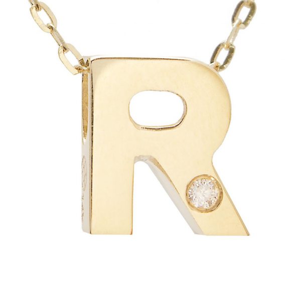 Diamond Accented Chunky Initial Necklace
