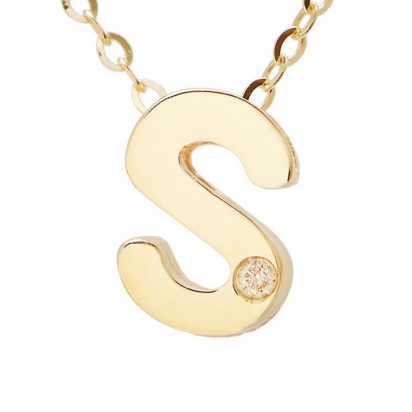 Diamond Accented Chunky Initial Necklace