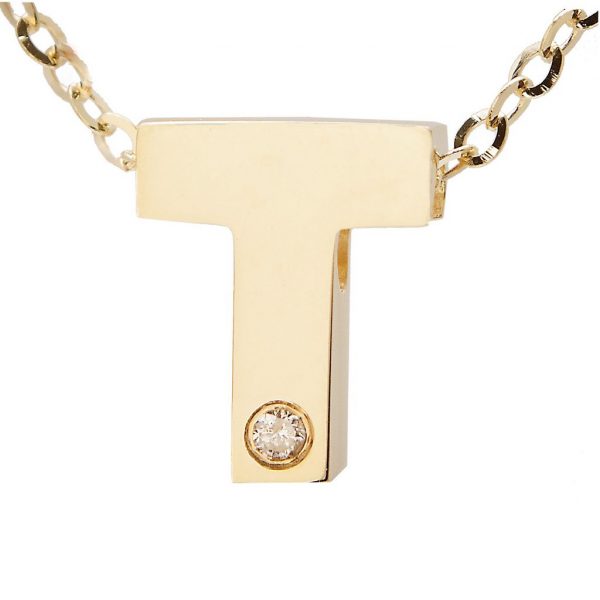 Diamond Accented Chunky Initial Necklace