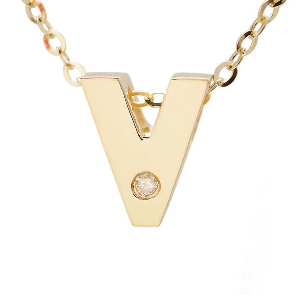 Diamond Accented Chunky Initial Necklace