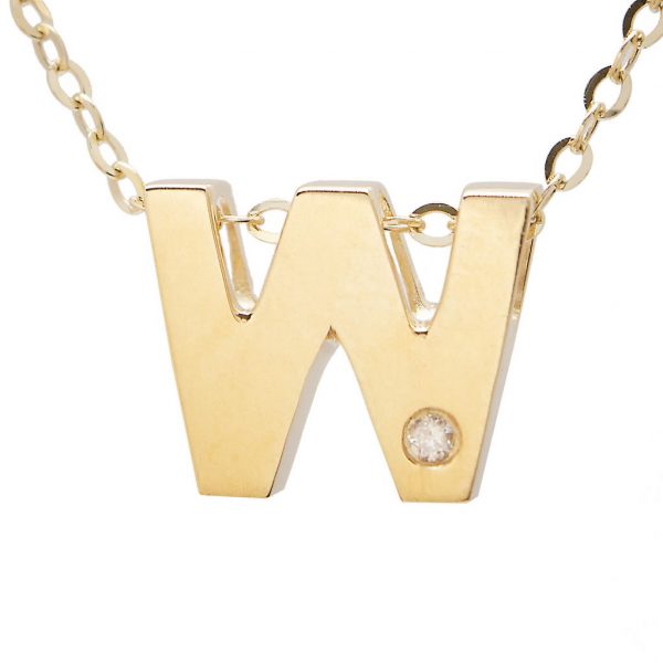 Diamond Accented Chunky Initial Necklace
