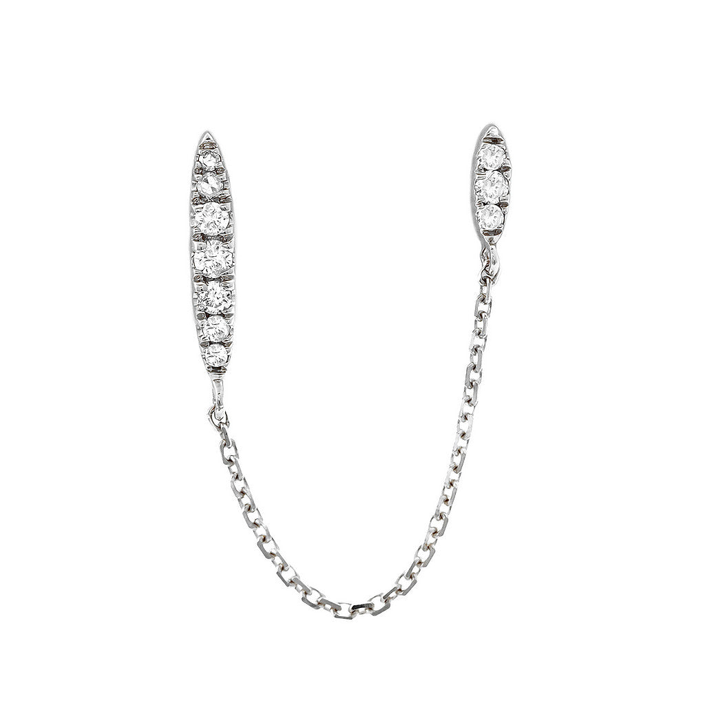 Uneven Pavé Bar Chained Stud