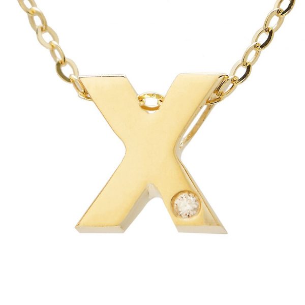 Diamond Accented Chunky Initial Necklace