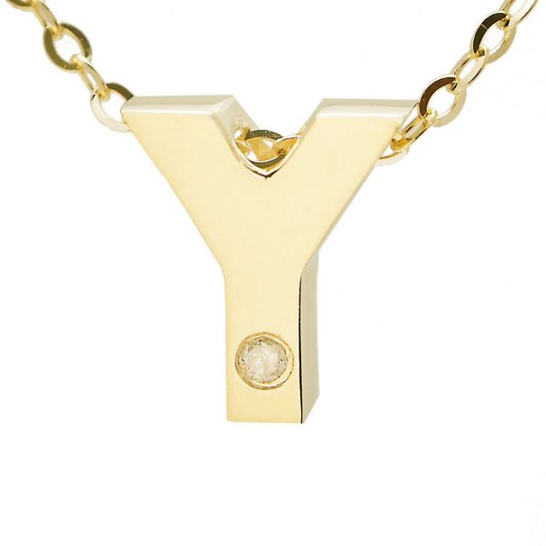 Diamond Accented Chunky Initial Necklace