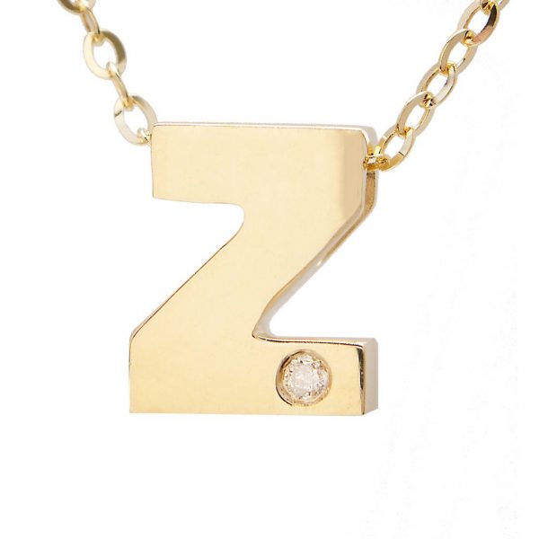 Diamond Accented Chunky Initial Necklace